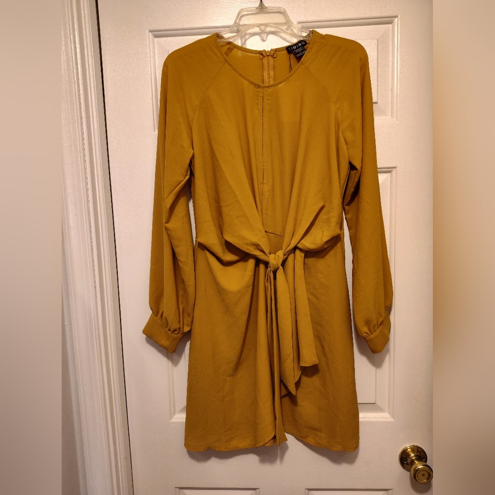 Yellow Bailey Front Tie Dress by Timing